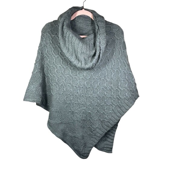 Wooden Ships Cowl Neck Grey Poncho Sweater Size S/M Mohair Wool Chunky‎ Knit - Picture 1 of 7